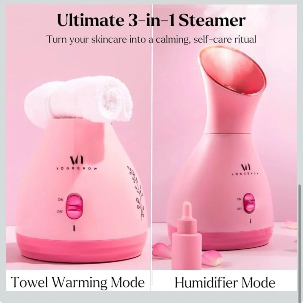 WOMANS PINK BEAUTY SKIN CARE FACIAL STEAMER STEAMING Face Mask Set NEW
